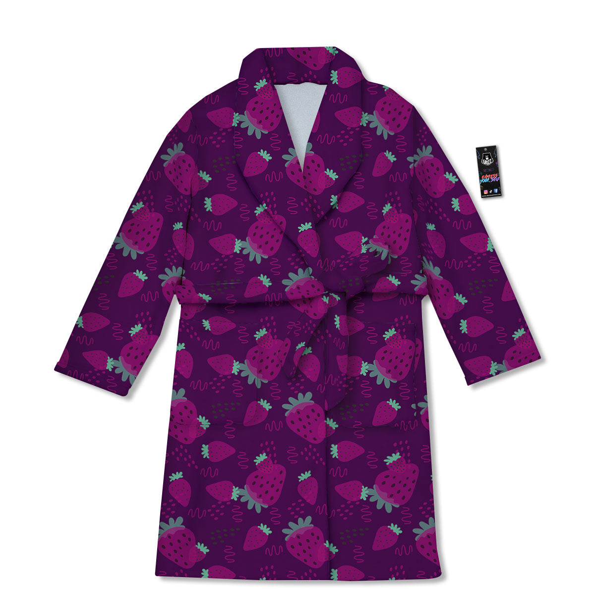 Strawberry Purple Print Pattern Bathrobe-grizzshop