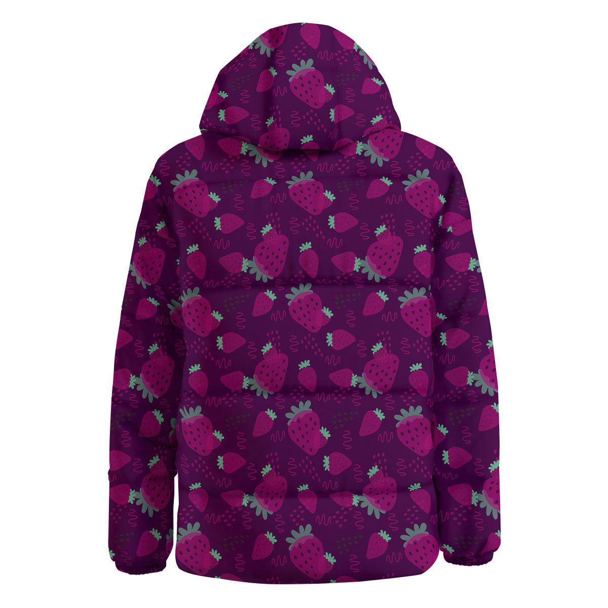Strawberry Purple Print Pattern Down Jacket-grizzshop
