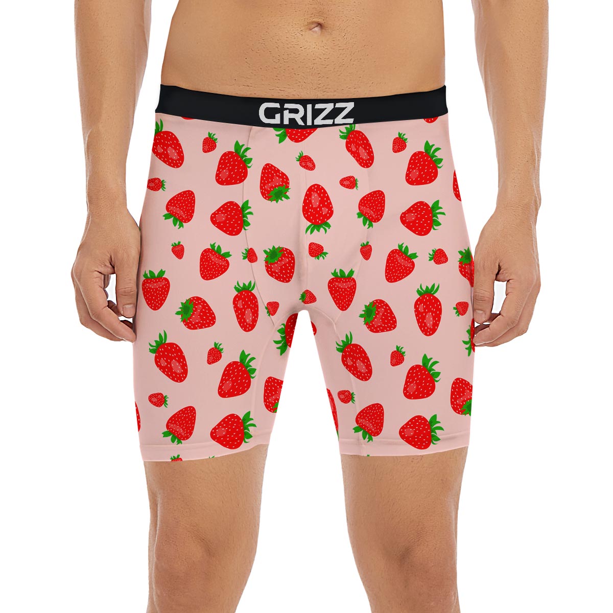 Strawberry Red Print Pattern Boxer Briefs-grizzshop