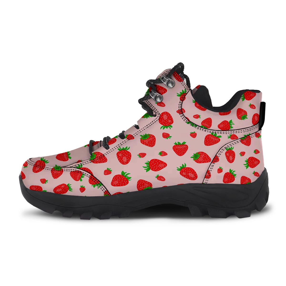 Strawberry Red Print Pattern Hiking Shoes-grizzshop