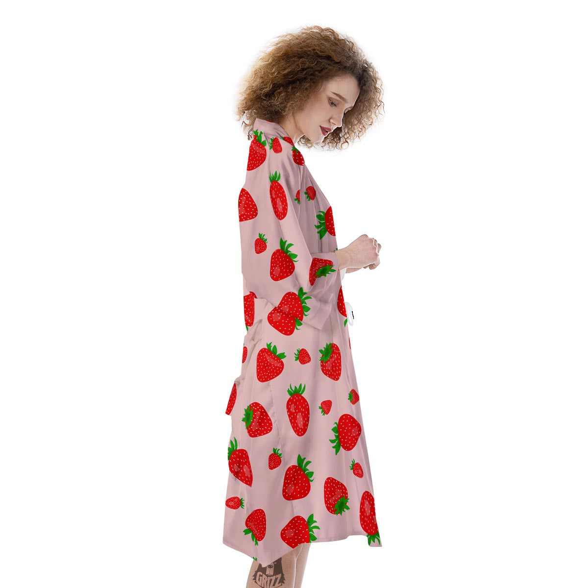 Strawberry Red Print Pattern Kimono-grizzshop