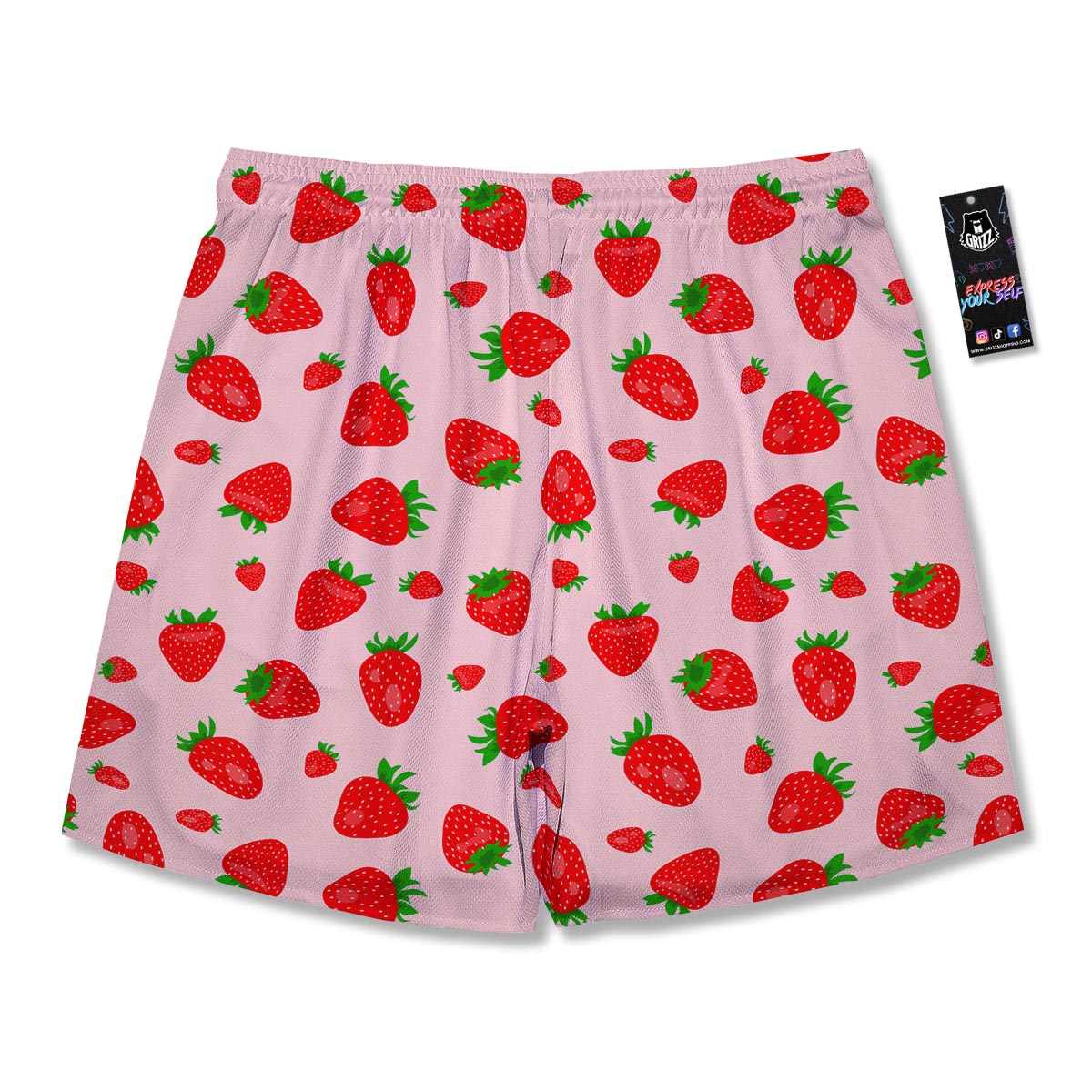 Strawberry Red Print Pattern Men's Running Shorts-grizzshop