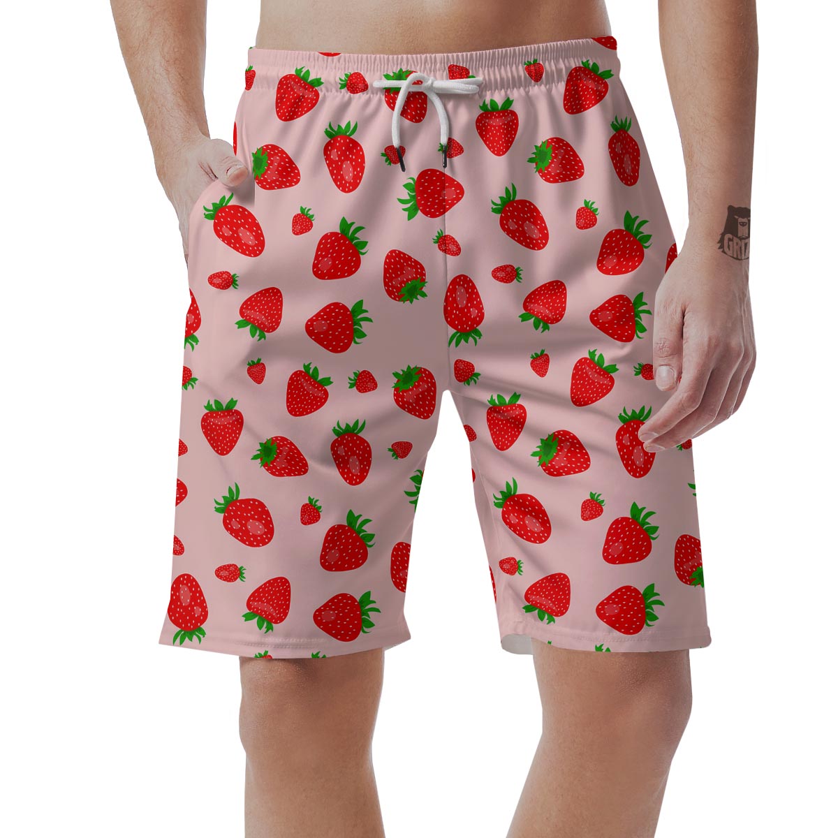 Strawberry Red Print Pattern Men's Shorts-grizzshop