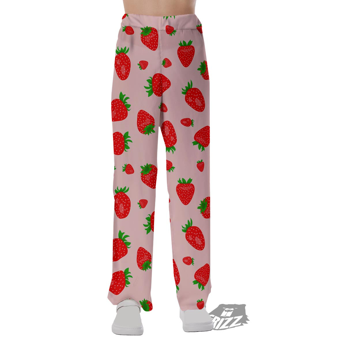 Strawberry Red Print Pattern Pajama Pants-grizzshop