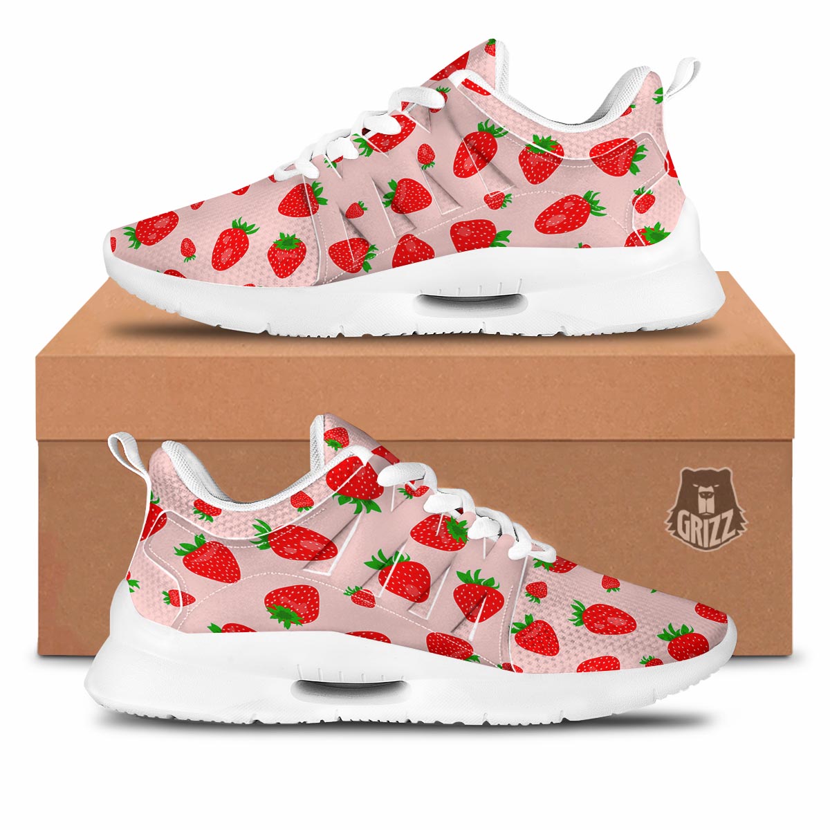 Strawberry Red Print Pattern Tennis Shoes-grizzshop