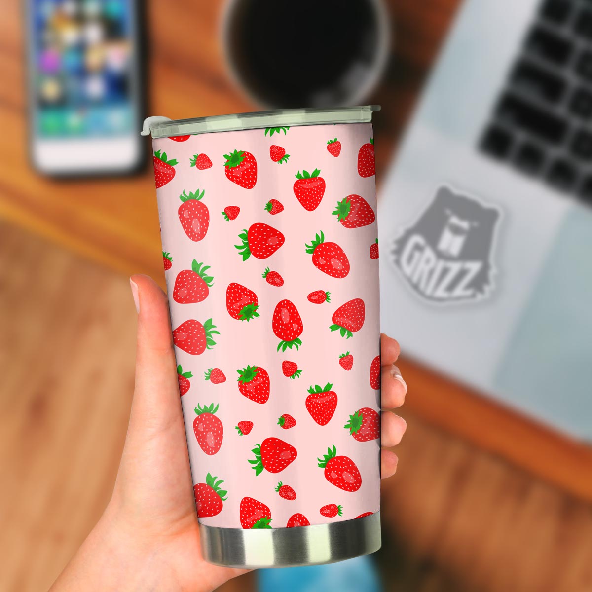 Strawberry Red Print Pattern Tumbler-grizzshop