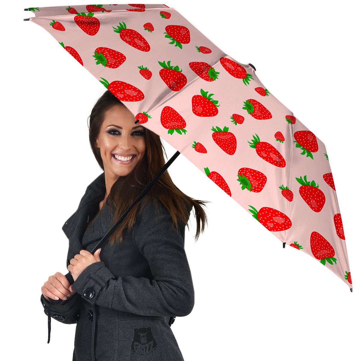 Strawberry Red Print Pattern Umbrella-grizzshop