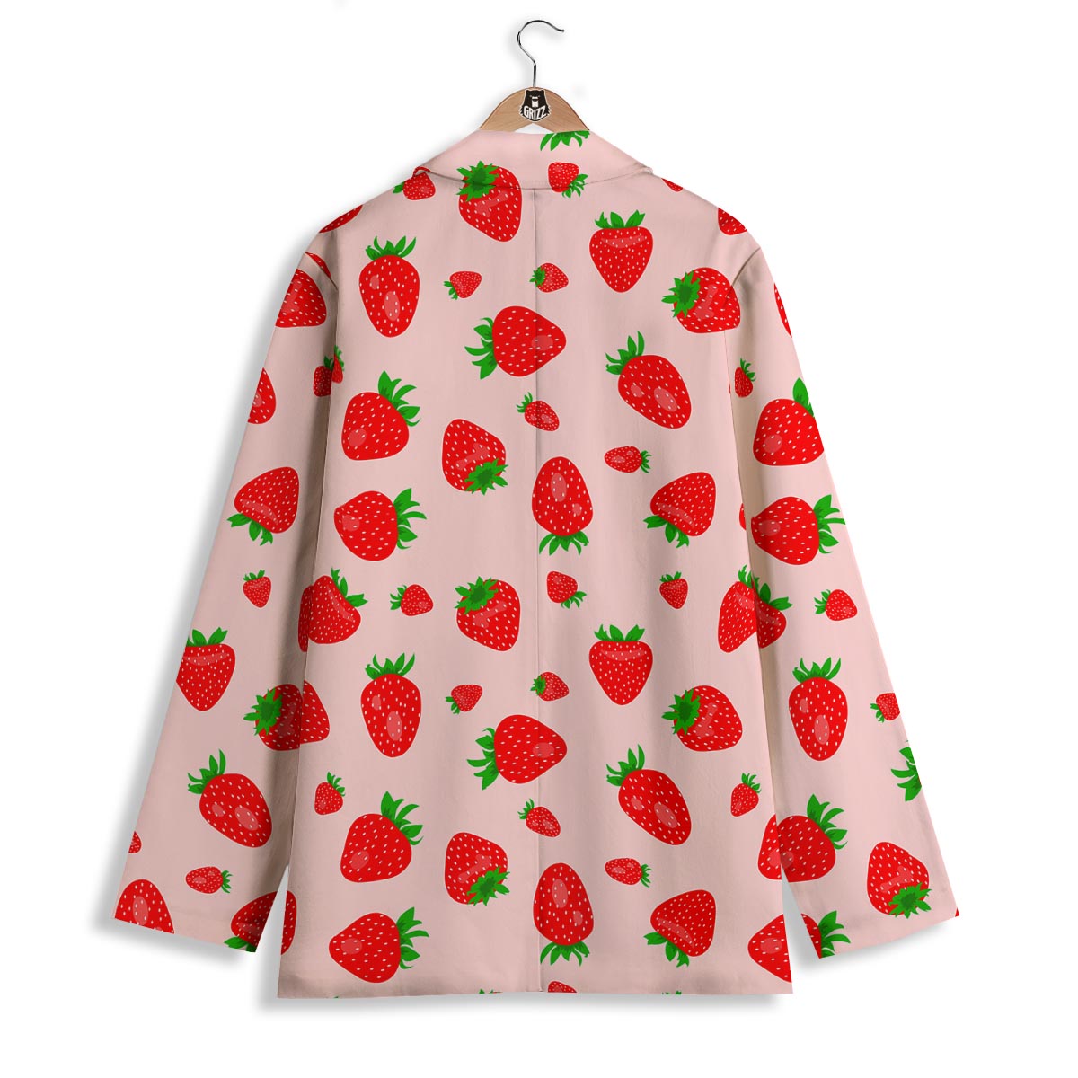 Strawberry Red Print Pattern Women's Blazer-grizzshop