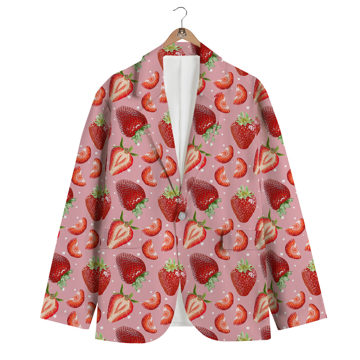Strawberry Slice Print Pattern Men's Blazer-grizzshop