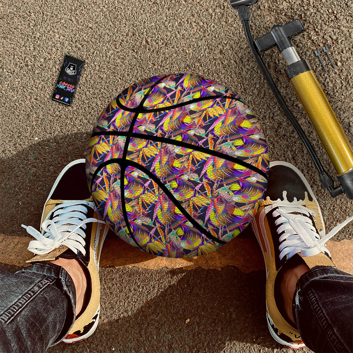 Strelitzia and Fish Tropical Exotic Print Pattern Basketball-grizzshop