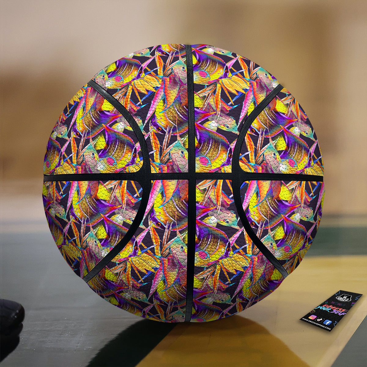 Strelitzia and Fish Tropical Exotic Print Pattern Basketball-grizzshop