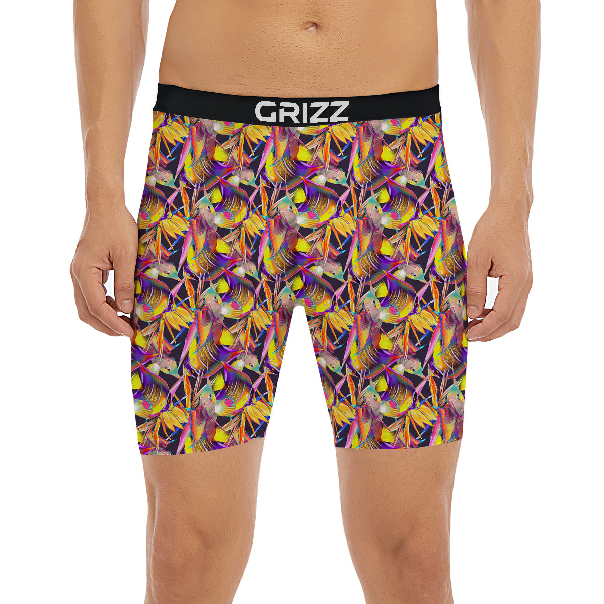 Strelitzia and Fish Tropical Exotic Print Pattern Boxer Briefs-grizzshop