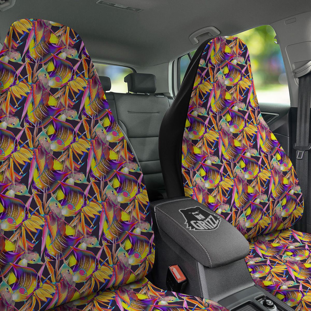 Strelitzia and Fish Tropical Exotic Print Pattern Car Seat Covers-grizzshop