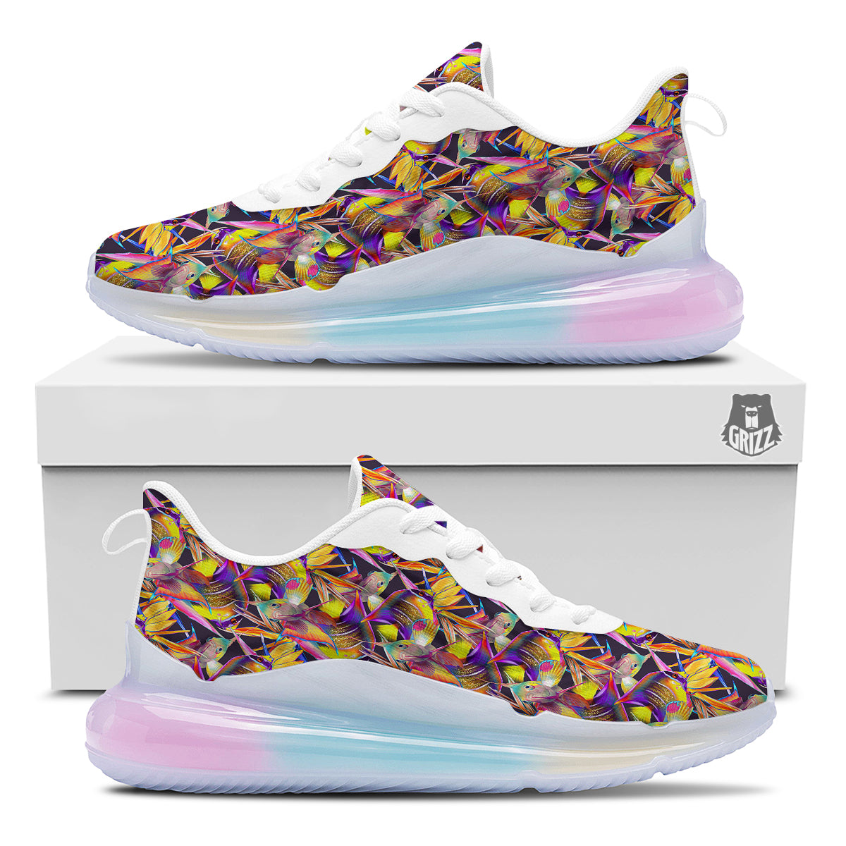 Strelitzia and Fish Tropical Exotic Print Pattern Running Sneakers-grizzshop