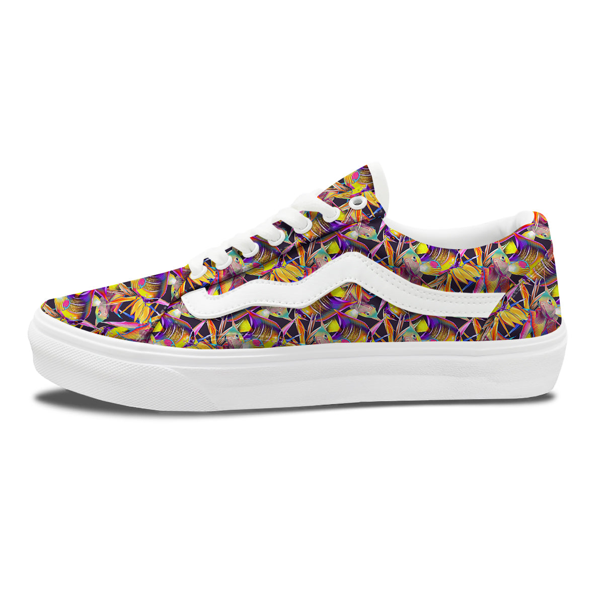 Strelitzia and Fish Tropical Exotic Print Pattern Skate Shoes-grizzshop