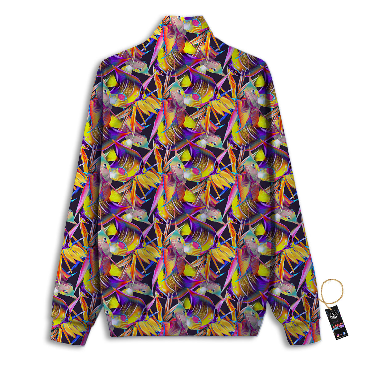 Strelitzia and Fish Tropical Exotic Print Pattern Track Jacket-grizzshop