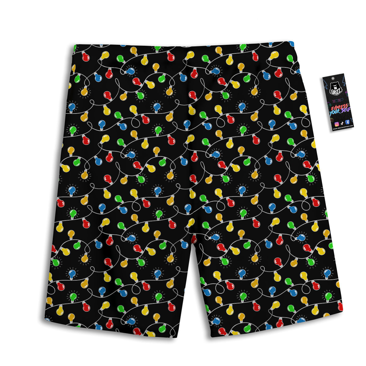 String Lights Colorful Christmas Print Men's Athletic Shorts