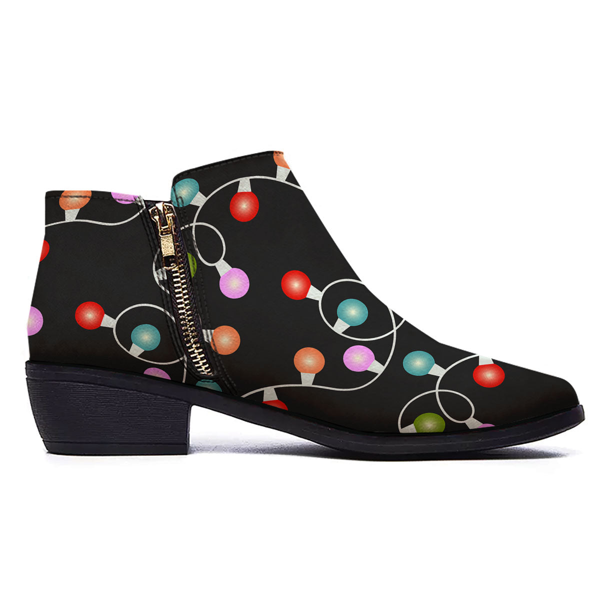 String Lights LED Christmas Print Ankle Boots-grizzshop