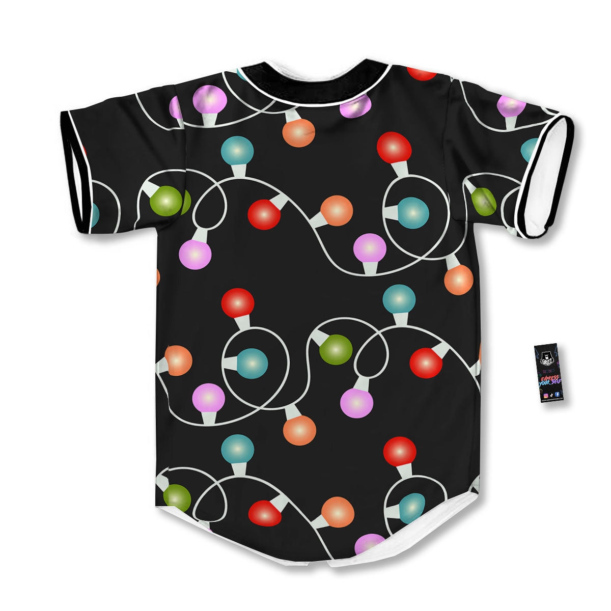String Lights LED Christmas Print Baseball Jersey-grizzshop