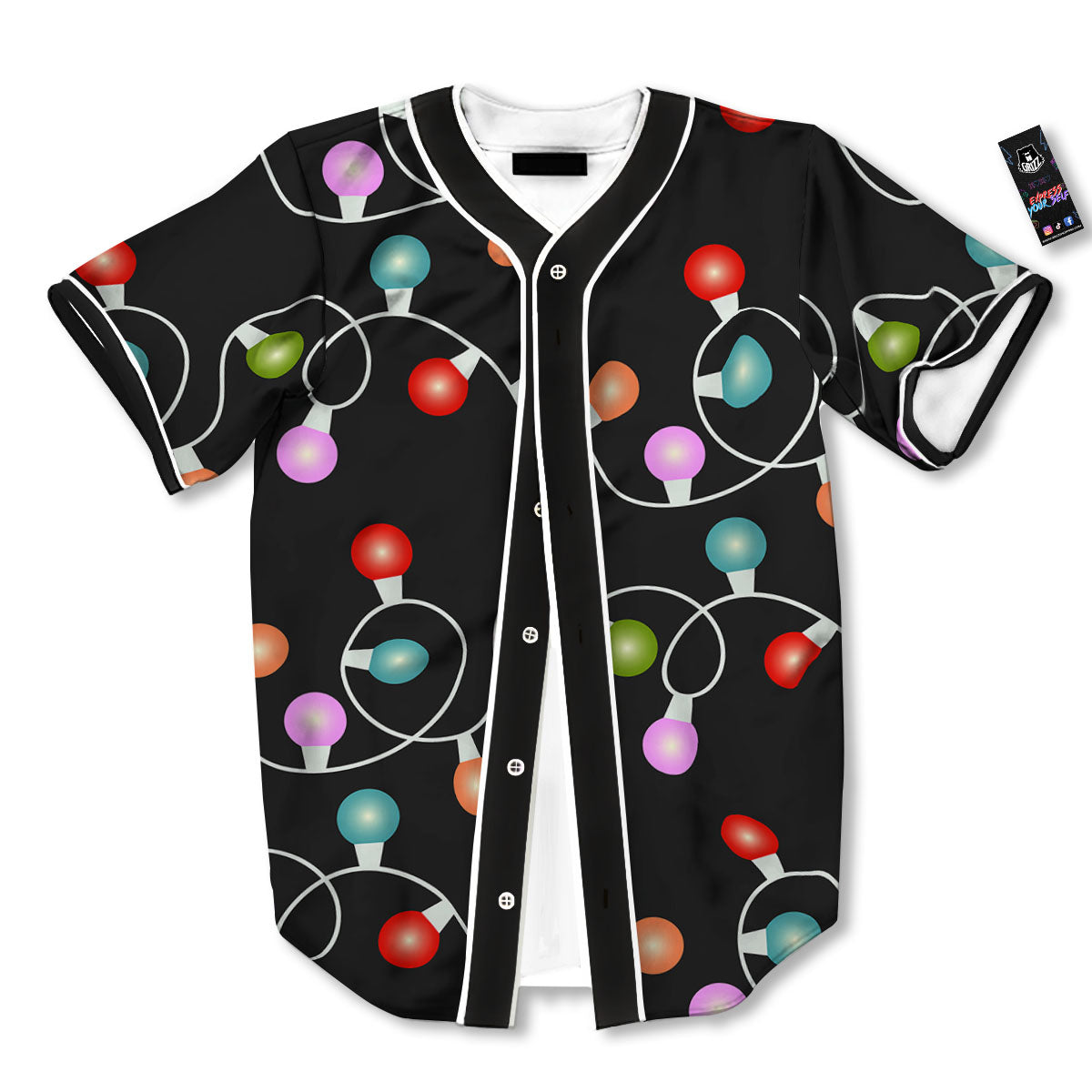 String Lights LED Christmas Print Baseball Jersey-grizzshop