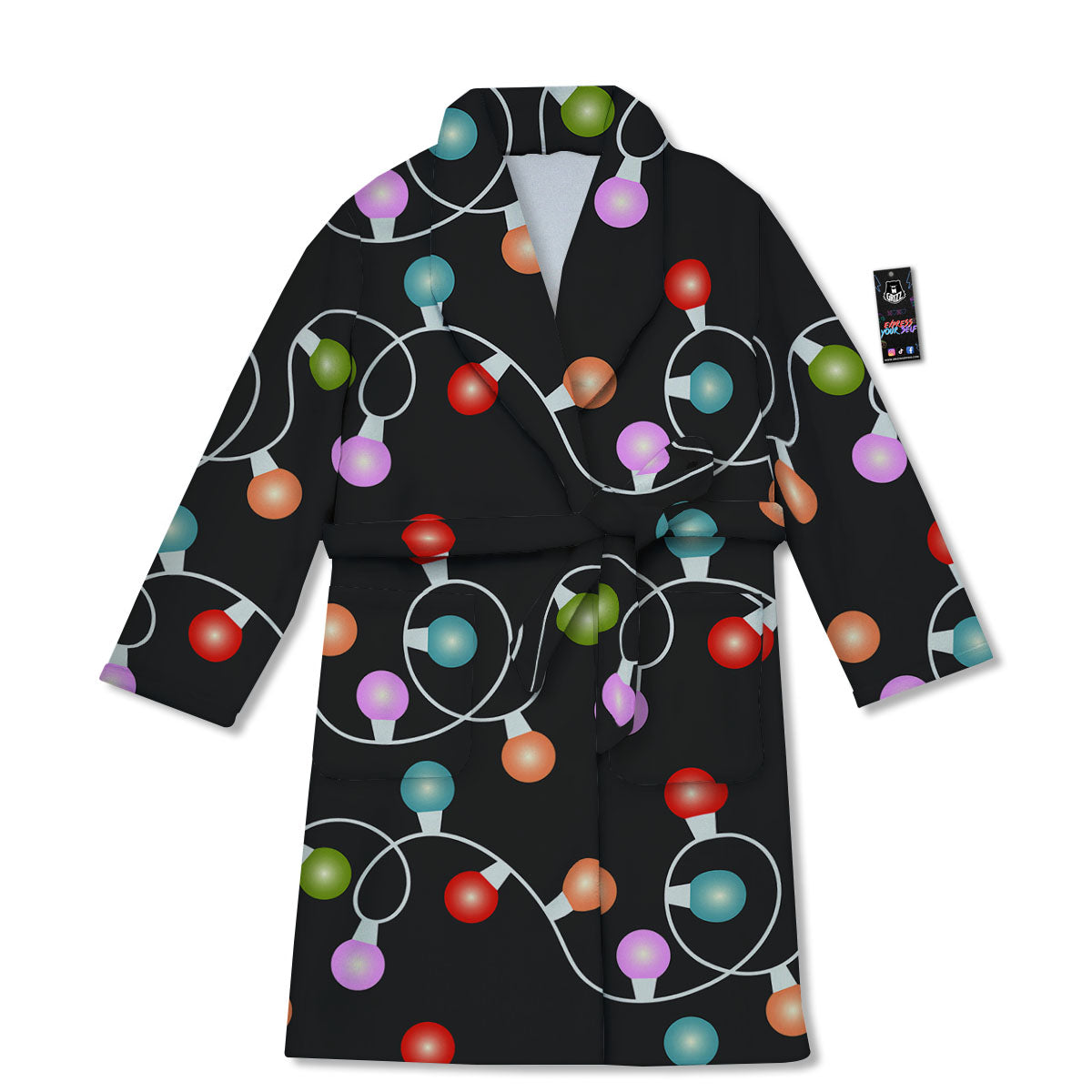 String Lights LED Christmas Print Bathrobe-grizzshop