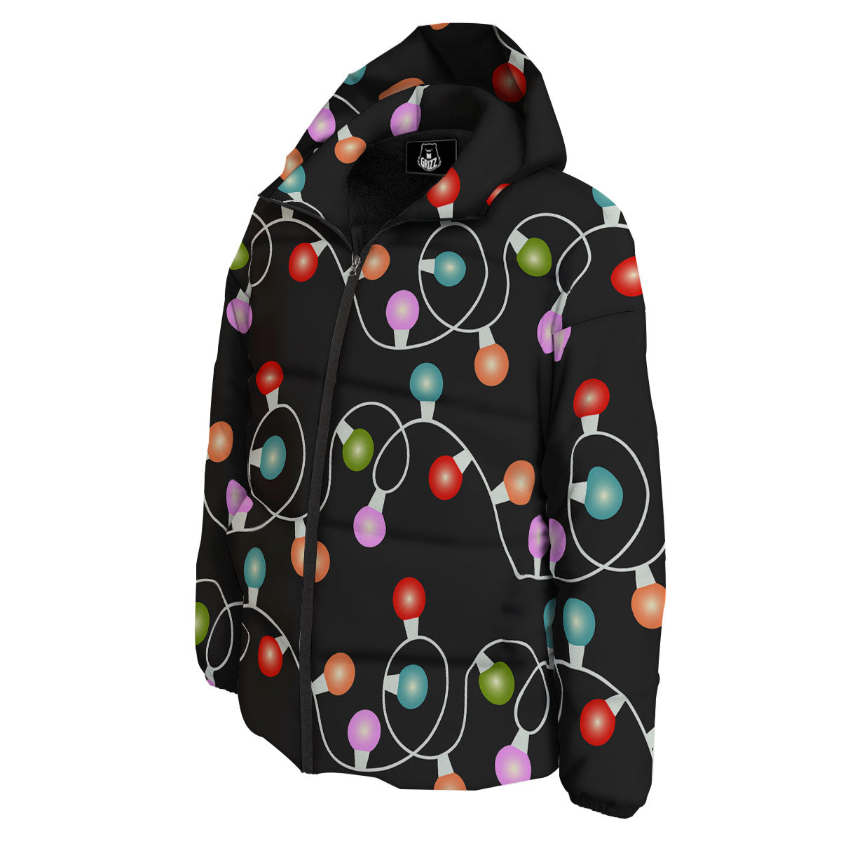 String Lights LED Christmas Print Down Jacket-grizzshop