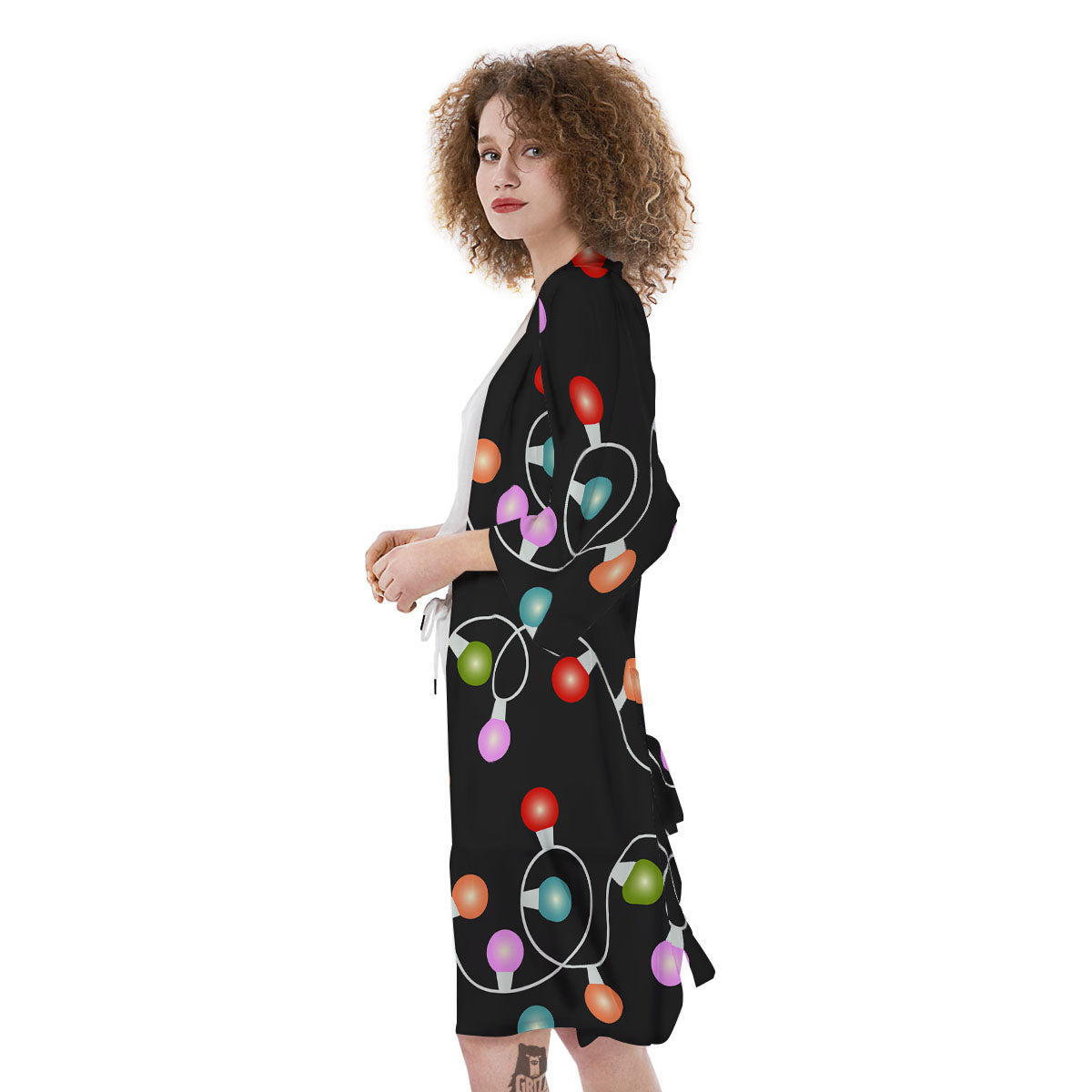 String Lights LED Christmas Print Kimono-grizzshop