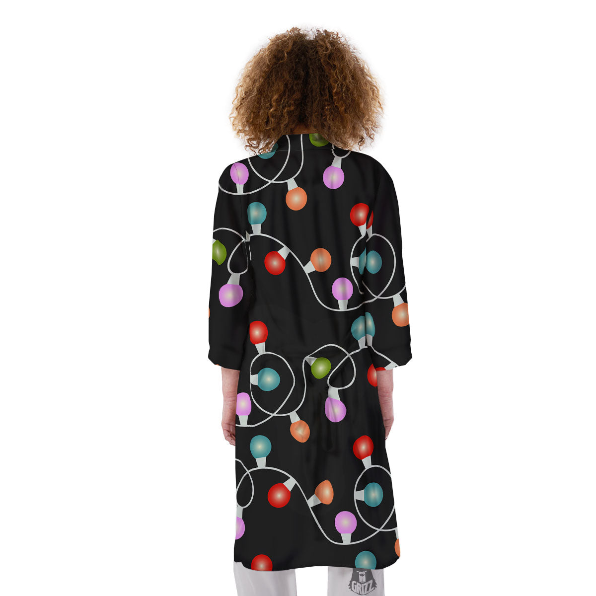 String Lights LED Christmas Print Kimono-grizzshop