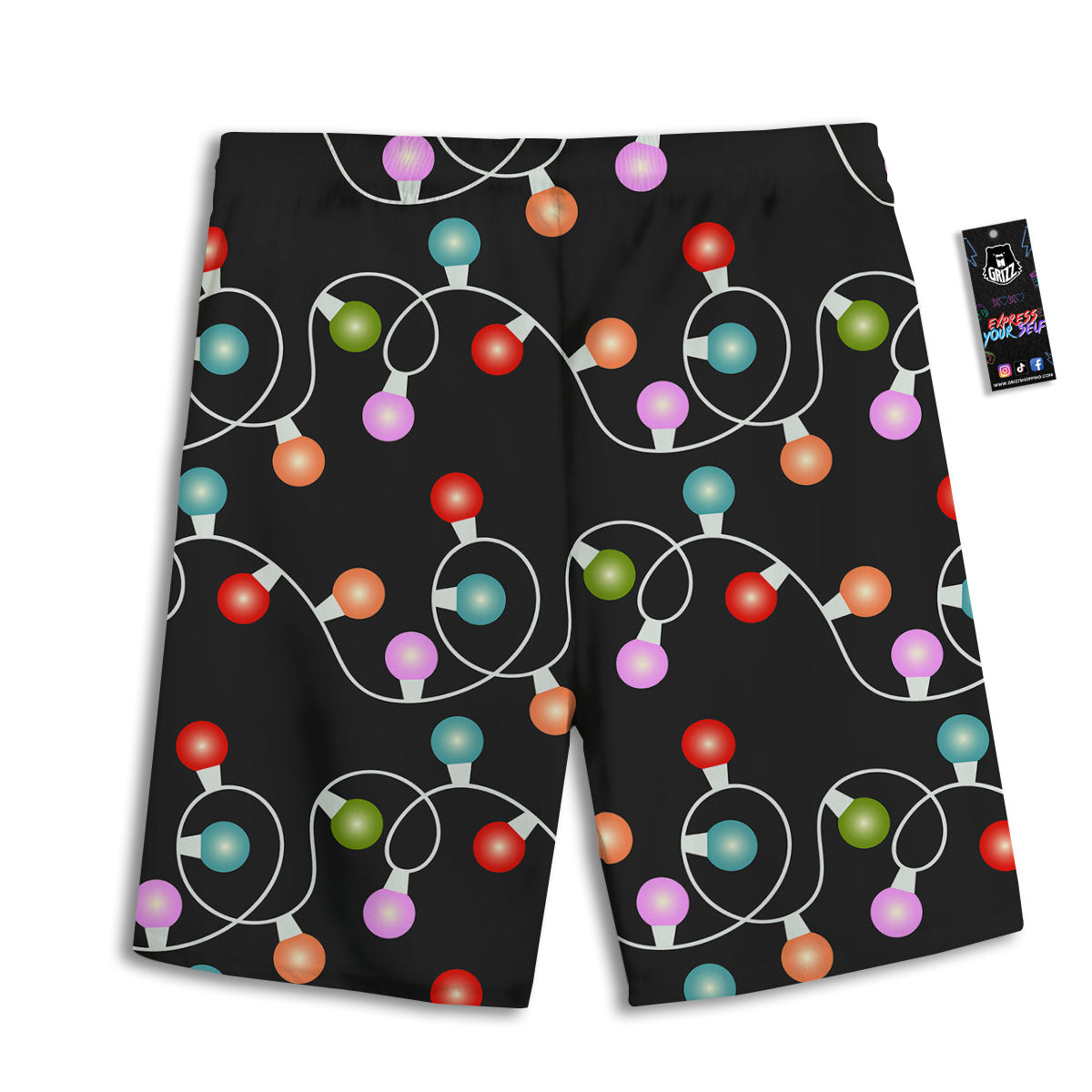 String Lights LED Christmas Print Men's Athletic Shorts