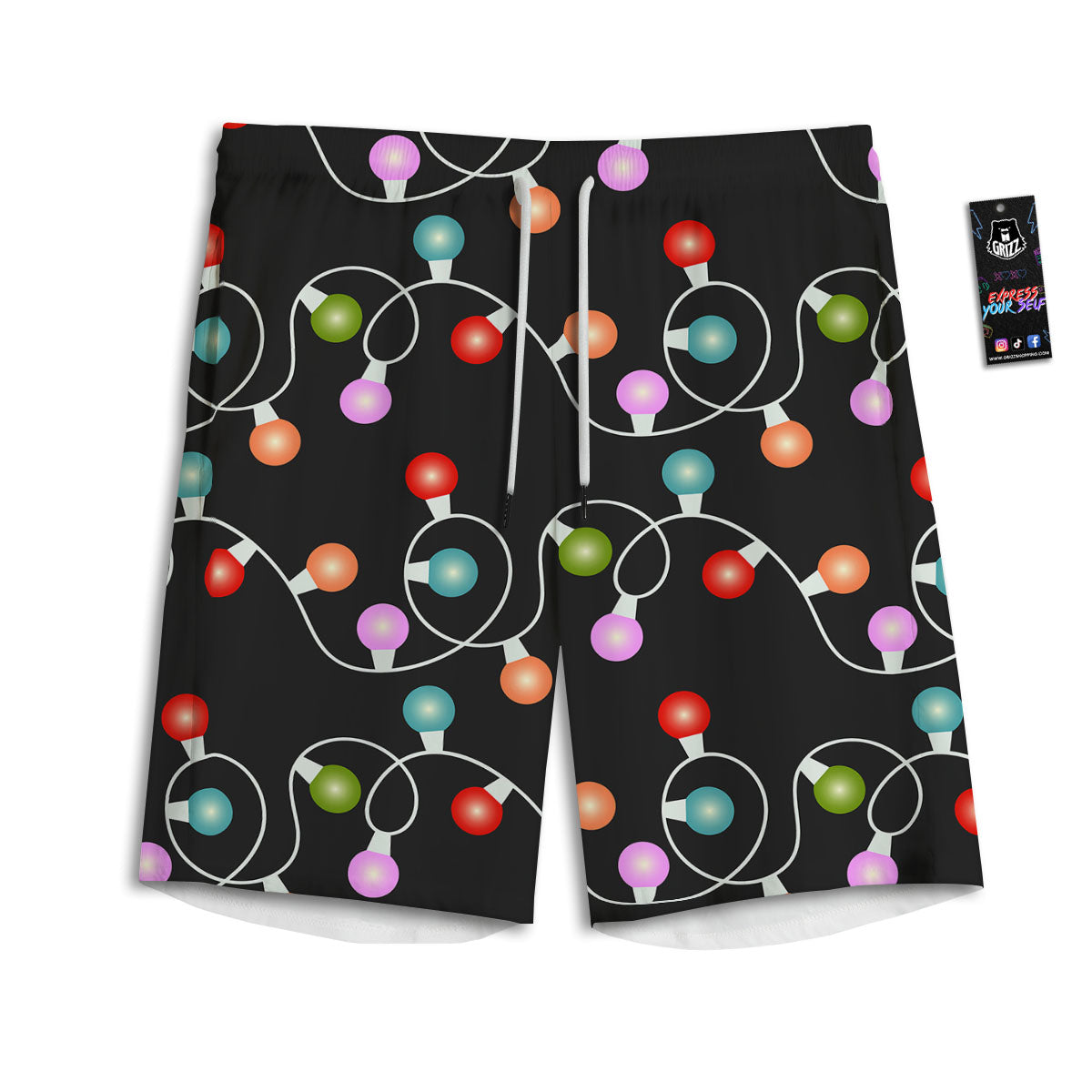 String Lights LED Christmas Print Men's Athletic Shorts
