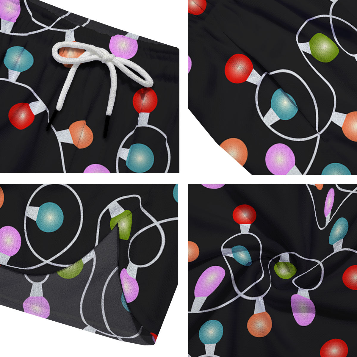 String Lights LED Christmas Print Men's Running Shorts-grizzshop