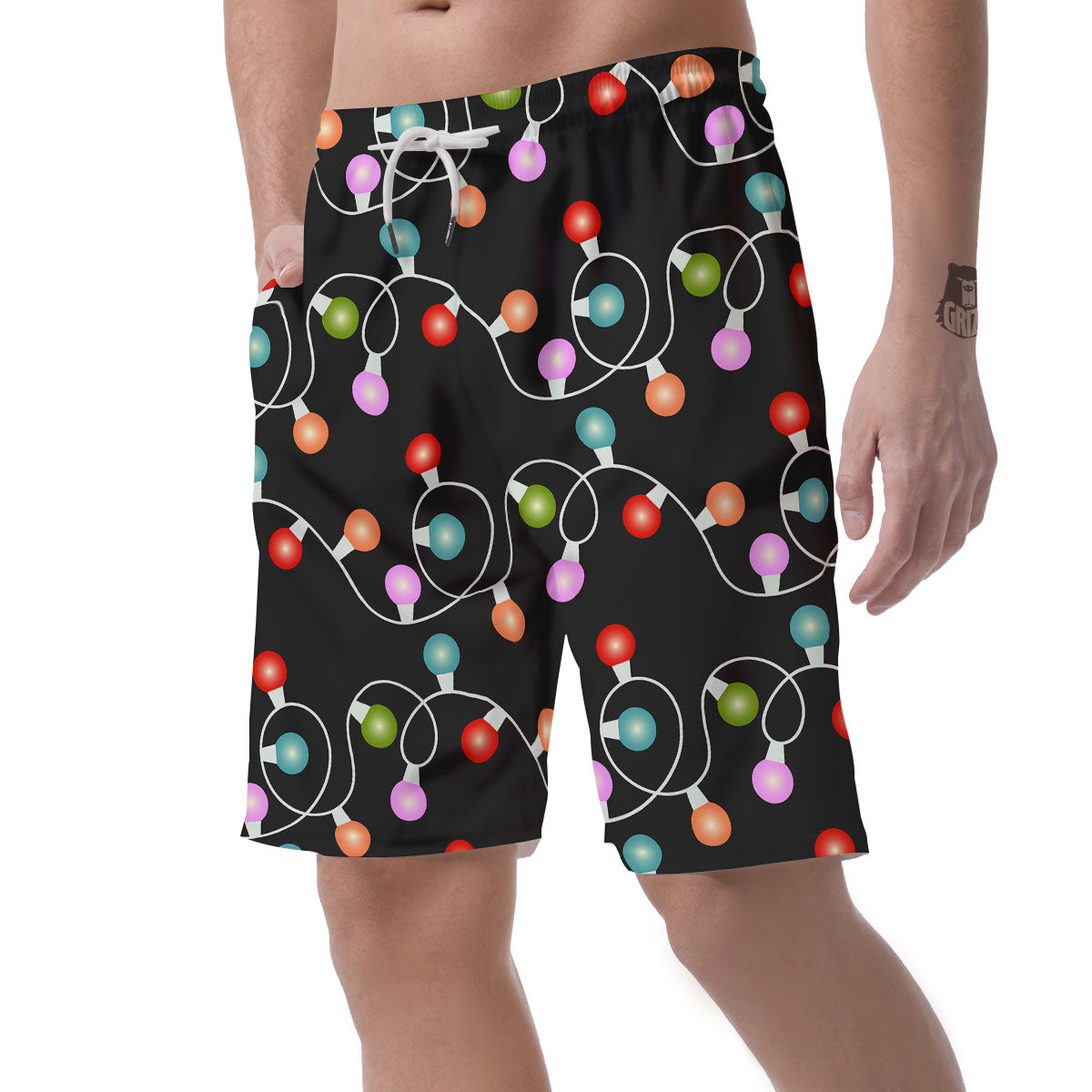 String Lights LED Christmas Print Men's Shorts-grizzshop
