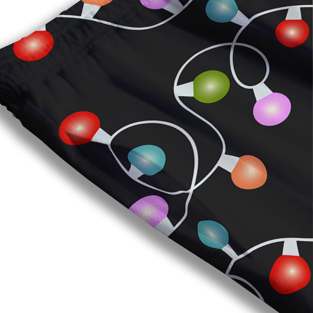 String Lights LED Christmas Print Mesh Shorts