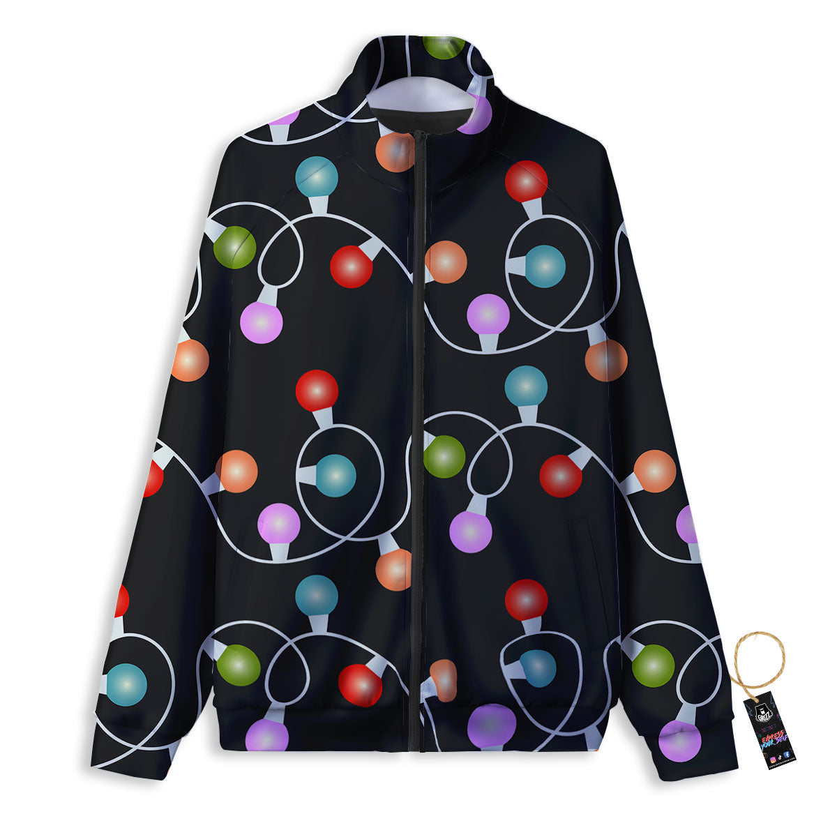 String Lights LED Christmas Print Track Jacket-grizzshop