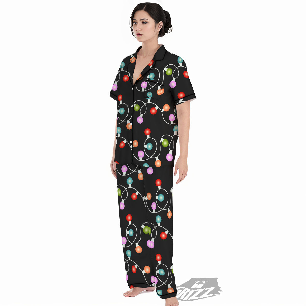 String Lights LED Christmas Print Women's Pajamas Set-grizzshop
