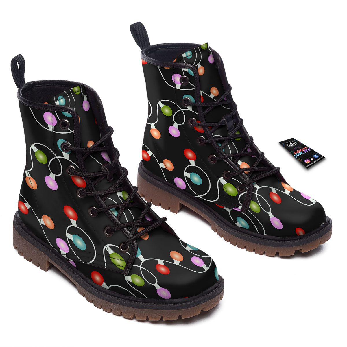 String Lights LED Christmas Print Work Boots-grizzshop