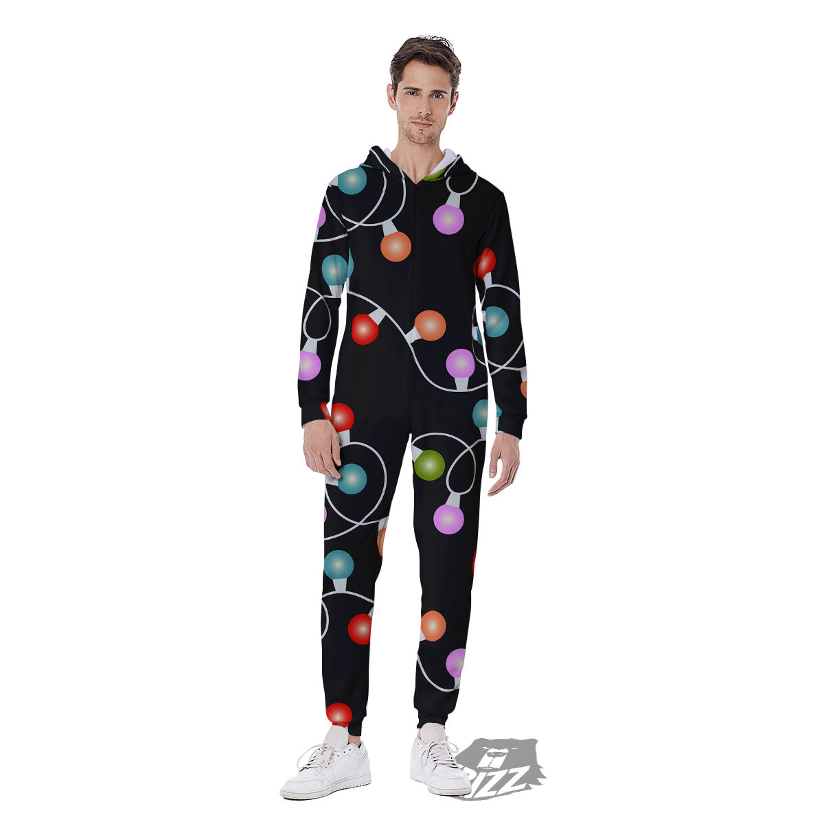 String Lights LED Christmas Print Men's Jumpsuit-grizzshop