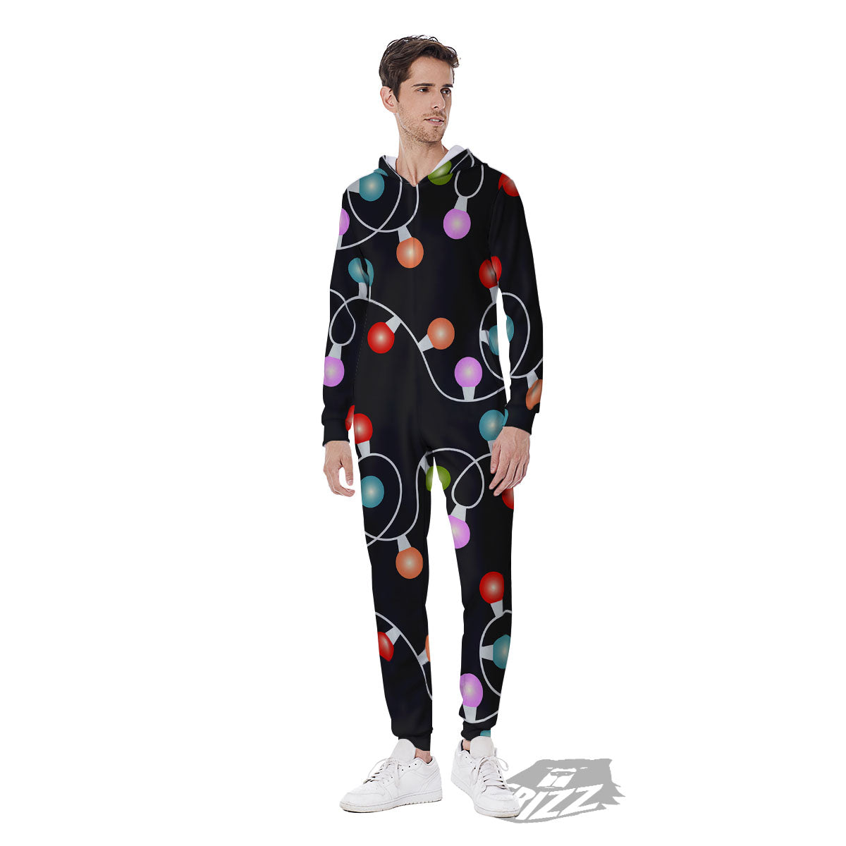 String Lights LED Christmas Print Men's Jumpsuit-grizzshop