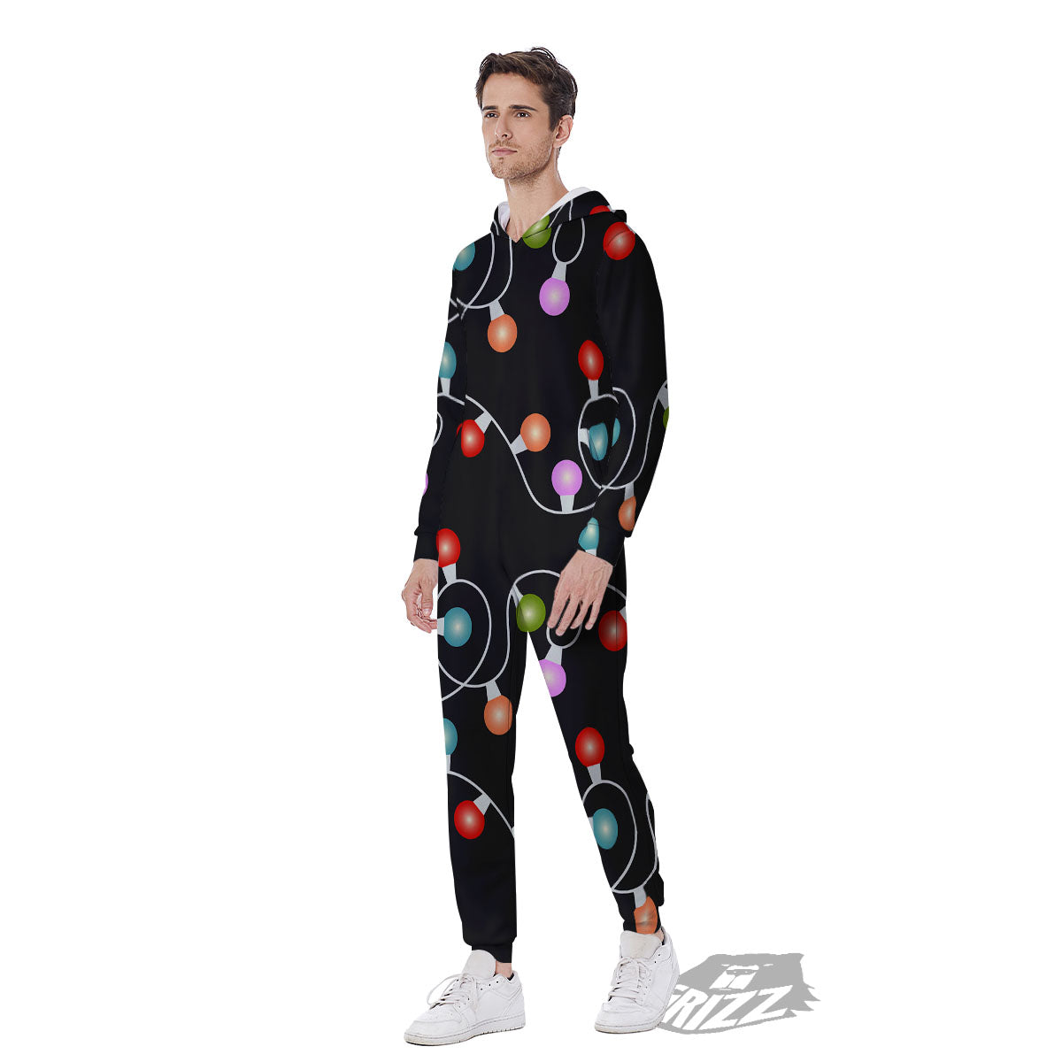 String Lights LED Christmas Print Men's Jumpsuit-grizzshop