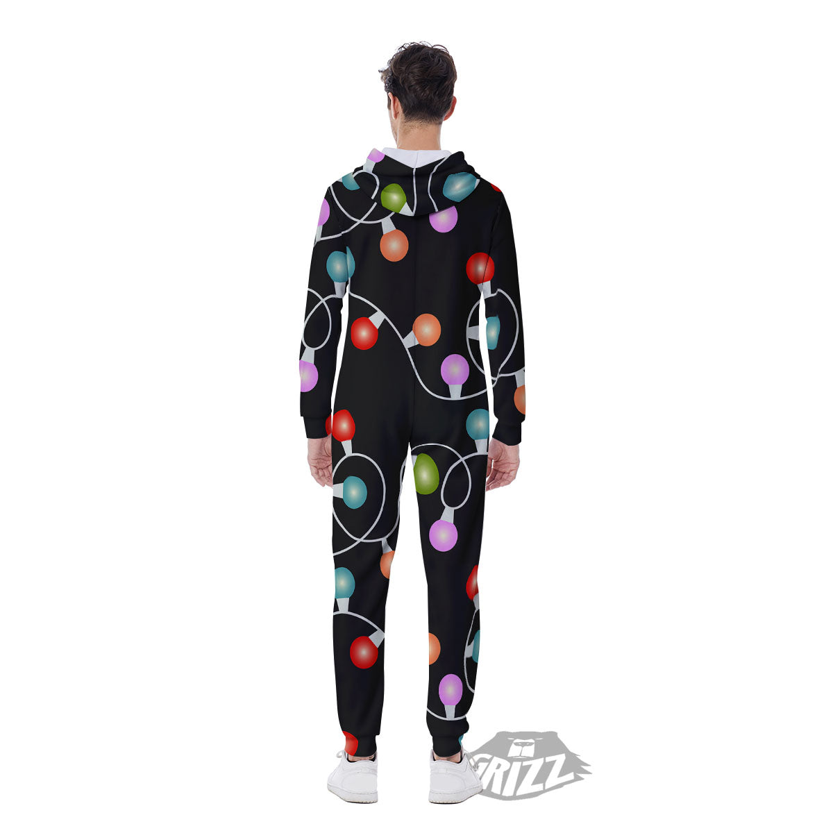 String Lights LED Christmas Print Men's Jumpsuit-grizzshop