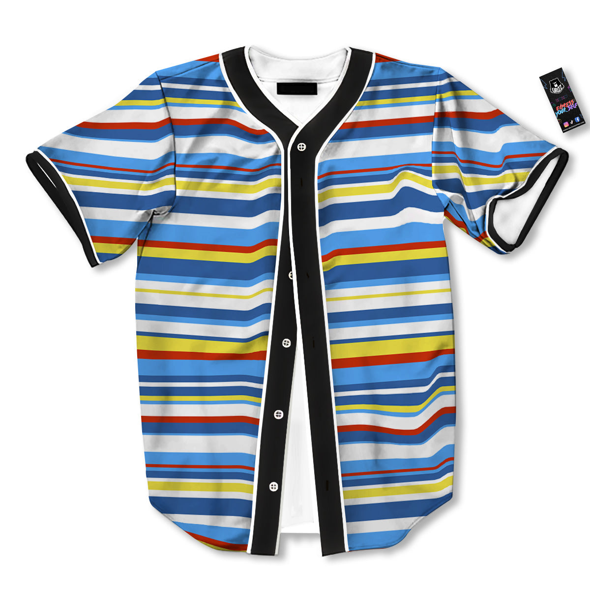 Stripe Autism Awareness Color Print Pattern Baseball Jersey-grizzshop