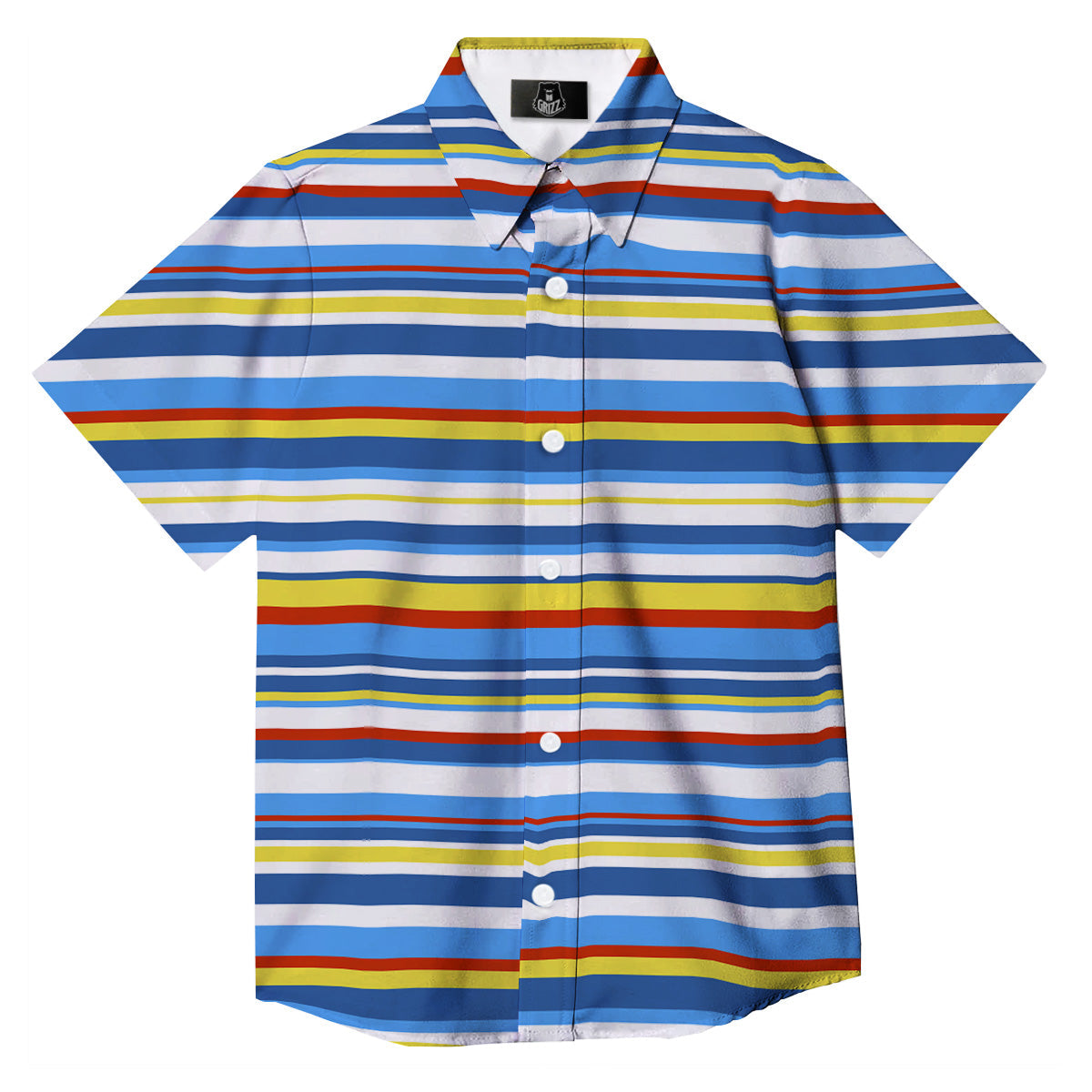 Stripe Autism Awareness Color Print Pattern Button Up Shirt-grizzshop
