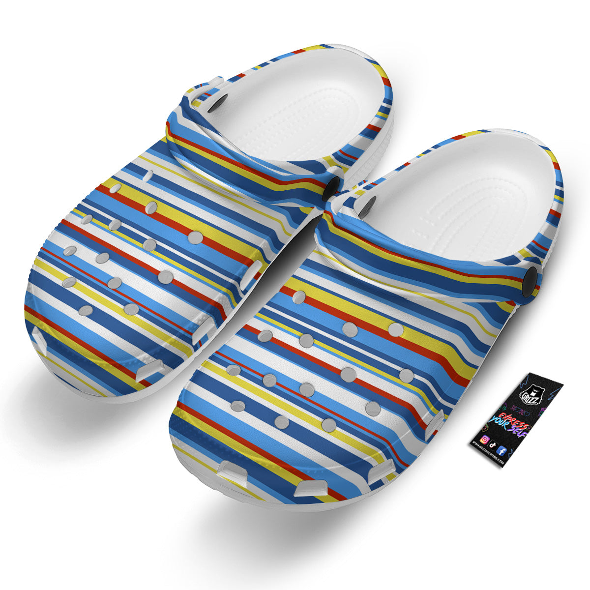 Stripe Autism Awareness Color Print Pattern Clog-grizzshop