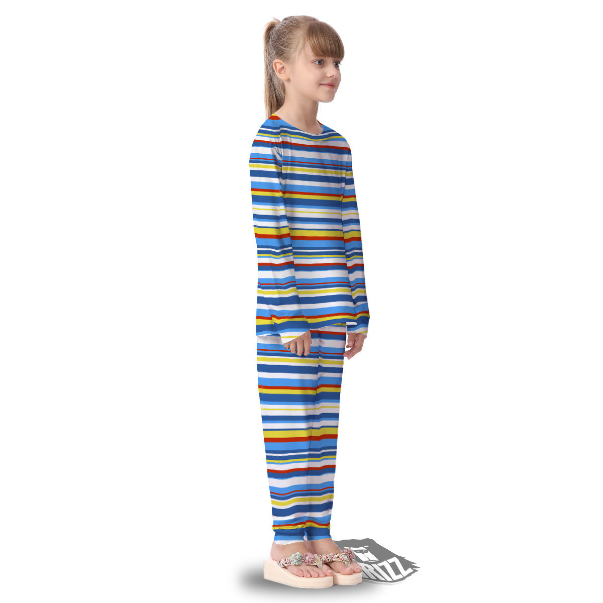 Stripe Autism Awareness Color Print Pattern Kid's Pajamas-grizzshop