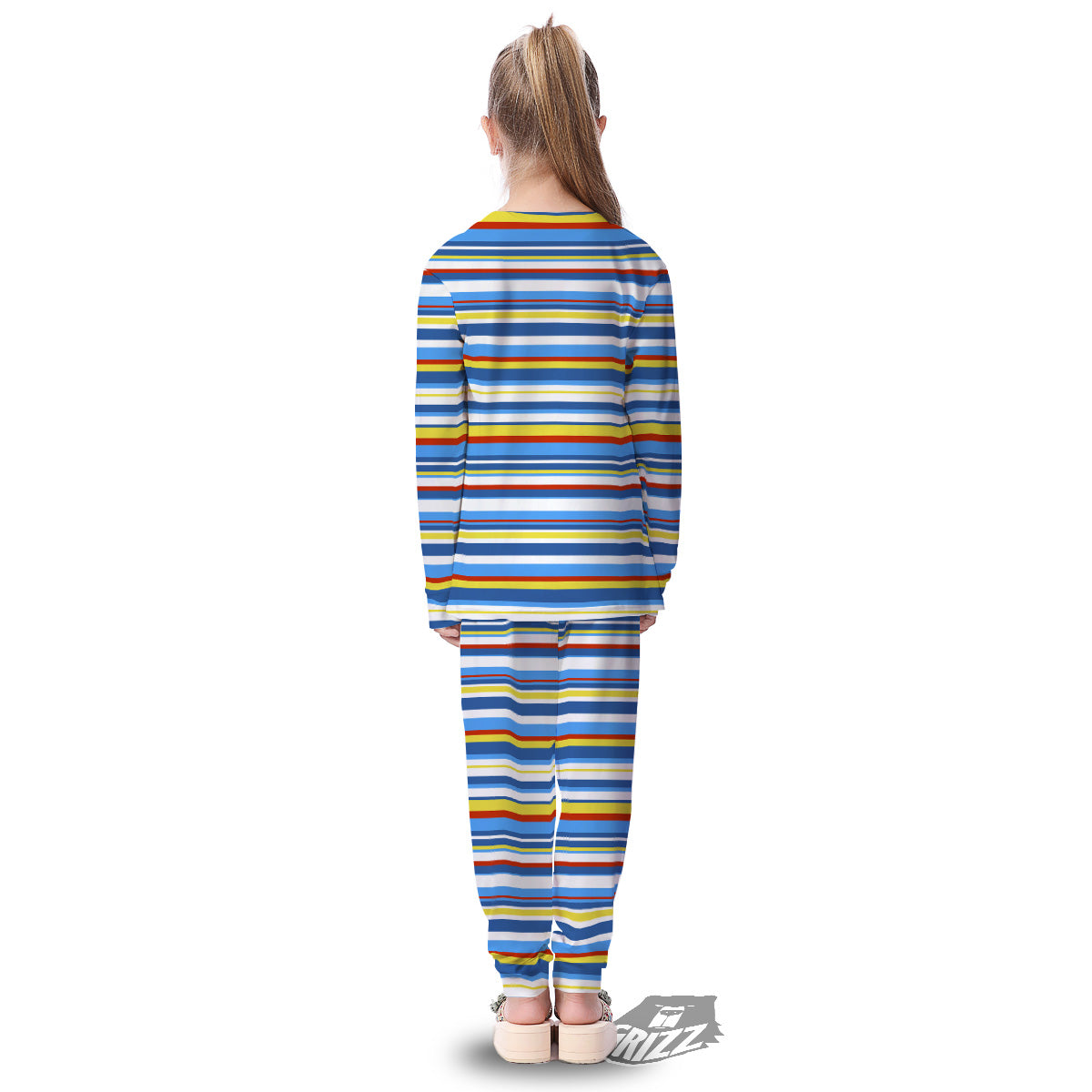 Stripe Autism Awareness Color Print Pattern Kid's Pajamas-grizzshop