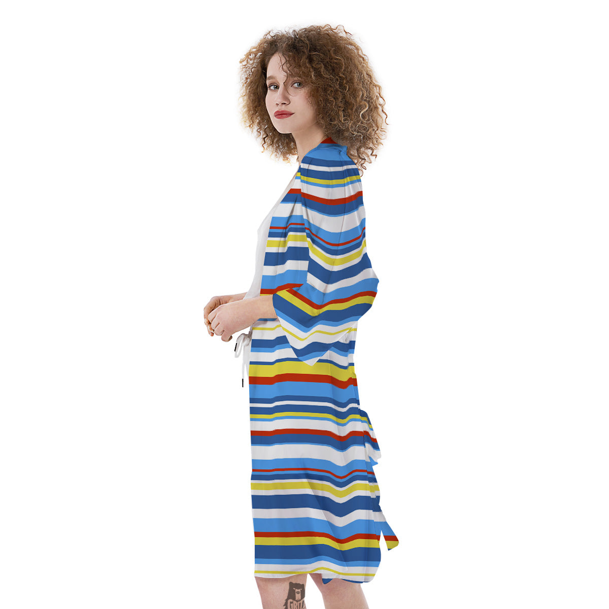 Stripe Autism Awareness Color Print Pattern Kimono-grizzshop