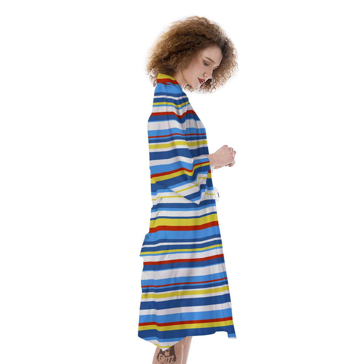 Stripe Autism Awareness Color Print Pattern Kimono-grizzshop