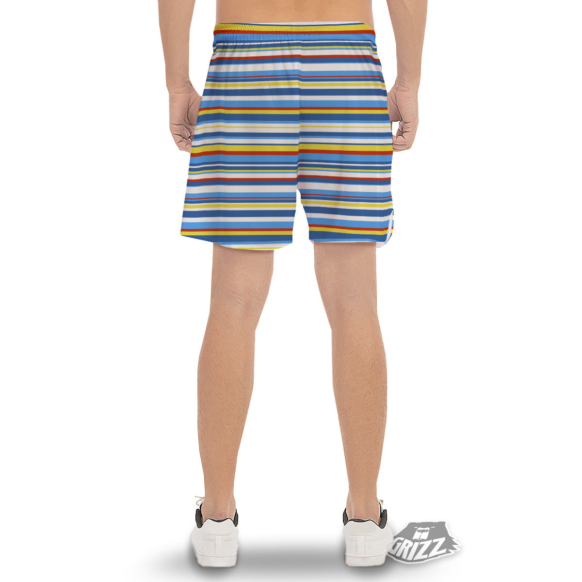 Stripe Autism Awareness Color Print Pattern Men's Gym Shorts-grizzshop