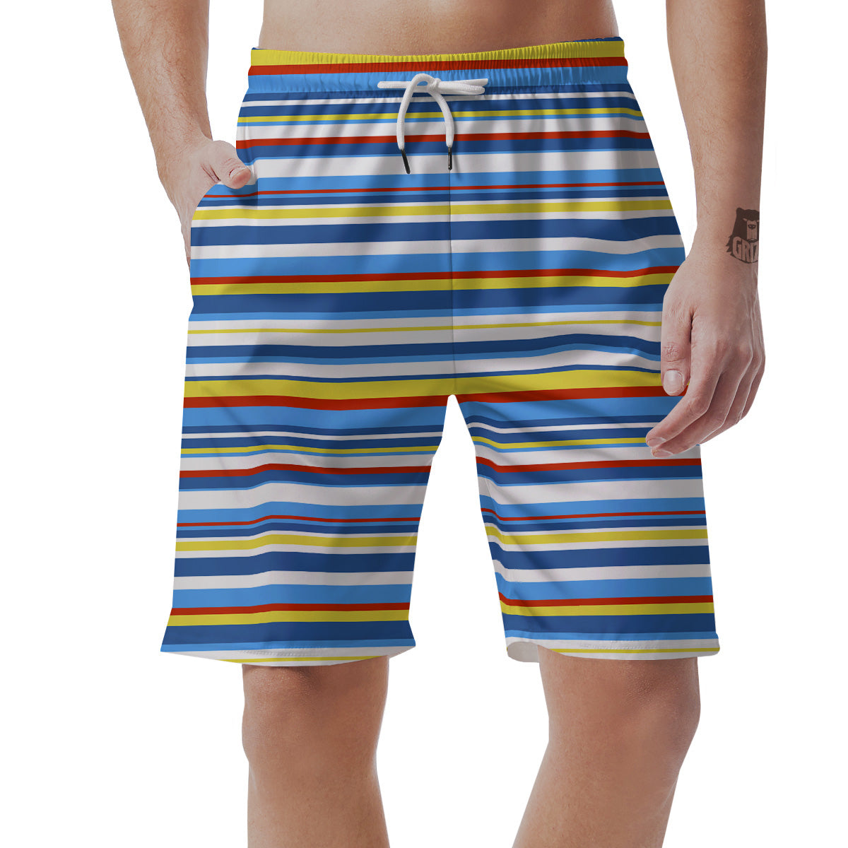 Stripe Autism Awareness Color Print Pattern Men's Shorts-grizzshop
