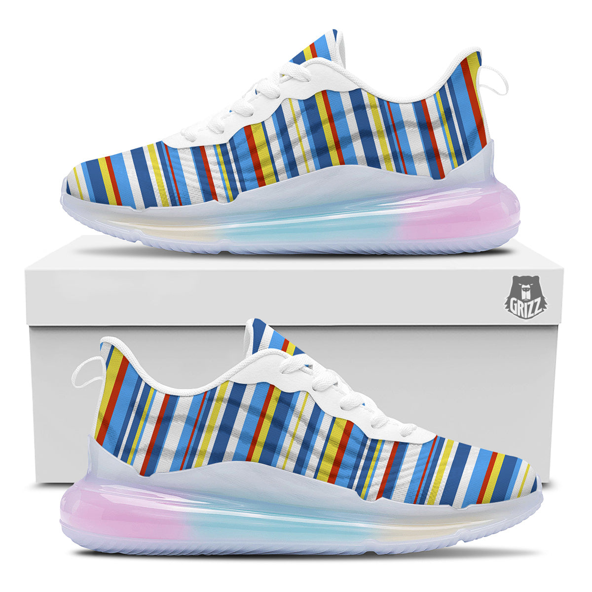 Stripe Autism Awareness Color Print Pattern Running Sneakers-grizzshop